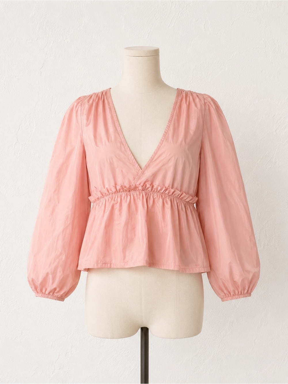 Aritzia Sunday Best Women's Pink Jinx  Blouse Medium Peplum Cropped Top V-Neck
